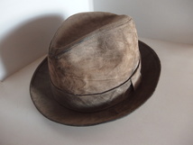 ヴィンテージ イタリア製 ROSOLLINO MILANO ハット 帽子 中折れ帽 size 7 1/2 59.6cm 　ウォームブラウングレー_画像8