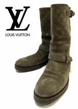 LOUIS VUITTON MENS ダミエ スエードエンジニアブーツ FD0143 ルイヴィトン suede boots カーキ オリーブ系 8 26.5cm_画像1