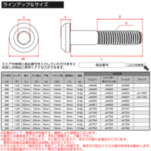 M6×12mm P1.00 64チタン製 ボタンボルト テーパーヘッド シルバー チタンボルト カスタムボルト JA846_画像4