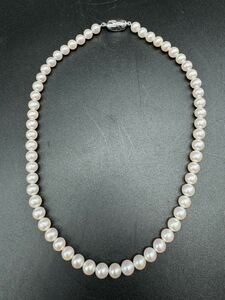 アコヤパールネックレス　真珠 ホワイト　ピンク　玉約7mm 長さ 約41cm 留め具　silver 