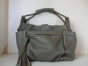  original leather *SAZABY( Sazaby )*B5 correspondence *6 pocket * shoulder ..OK* leather handbag gray 