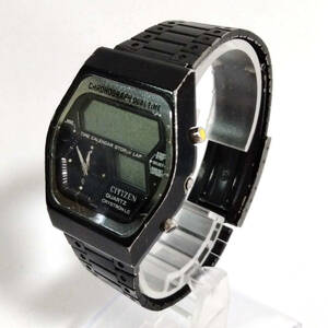 CITIZEN CRYSTRON LC 4-097891 デジタル アナログ 腕時計 ブラック