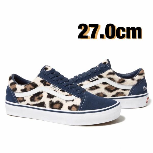 送料無料 27.0cm Supreme Vans Old Skool Leopard 紺 シュプリーム バンズ オールドスクール オルスク ネイビー レオパード