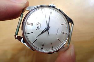 激レア/未使用 デッドストック ◆スイス製 エニカ/ENICAR ウルトラソニック シルバー文字盤 手巻きメンズ腕時計