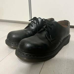 ★1000円スタート 【Dr.Martens】3ホール スチールトゥシューズ UK7 26cm ドクターマーチンブラック 革靴 レザー 黒 