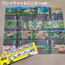 キッズ用プレイマット ミニカー セット 道路 地図 車 マップシート フロアマット キッズスペース 子ども 知育 レジャーシート ロードマップ_画像1