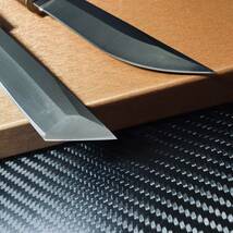 高級木製 短刀 和風ナイフ 文武2本セット 鋼製 木鞘ナイフ 和式ナイフ 伝統工芸 日本刀型 _画像8