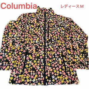 【Columbia】ジップアップ フリースジャケット 花柄　レディース Mサイズ　コロンビア アウトドア 登山