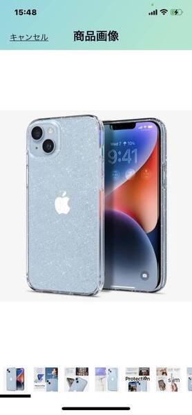 a235 Spigen iPhone14Plus ケース TPU キラキラ ラメ入り 米軍MIL規格取得 リキッド・クリスタル グリッター (クリスタル・クオーツ)