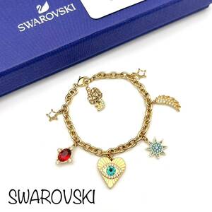 SWAROVSKI｜スワロフスキー LUCKY GODDESS ブレスレット【アクティ】幸運の女神 ラインストーン ゴールドカラー ハート ブランド a95et