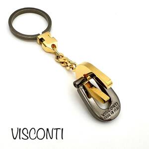 VISCONTI｜ヴィスコンティ キーリング【アクティ】メタルブラック/ゴールドカラー キーホルダー ビスコンティ ヴィンテージ a116et oth