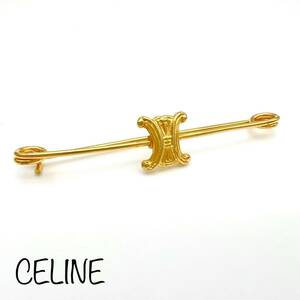 CELINE｜セリーヌ ピンブローチ【アクティ】ロゴ マカダム ゴールドカラー ピン ヴィンテージ ブランド a137et oth