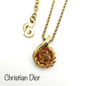 Christian Dior｜クリスチャンディオール ネックレス【アクティ】CD/ロゴ ゴールドカラー サークル/ツイスト ヴィンテージ ブランド a155et