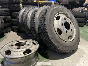 【6～7分山】ヨコハマ 2006年 205/80R17.5 120/118L PROFORCE SY01 スタッドレスタイヤ&スチールホイール5本+ホイール1個 HDB51コースター