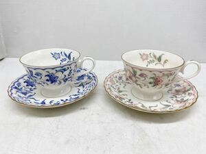 NARUMI カップ &ソーサー 2客セット ナルミ 花柄 金彩 ティーカップ コーヒーカップ 洋食器 インテリア おしゃれ コーヒー 紅茶 現状品