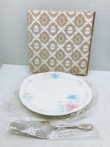 Noritake BornChina パーティプレートセット ケーキサーバー ノリタケ ボーンチャイナ 花柄 洋食器 インテリア 食器 箱付 現状品