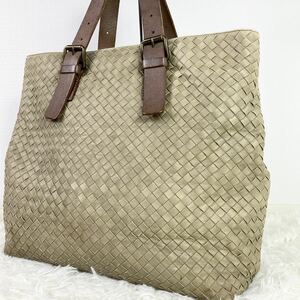 1円【美品 入手困難】BOTTEGA VENETA ボッテガヴェネタ トートバッグ ビジネスバッグ ショルダー 肩掛け◎ A4◎ イントレ メンズ ベージュ