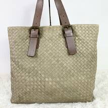 1円【美品 入手困難】BOTTEGA VENETA ボッテガヴェネタ トートバッグ ビジネスバッグ ショルダー 肩掛け◎ A4◎ イントレ メンズ ベージュ_画像2