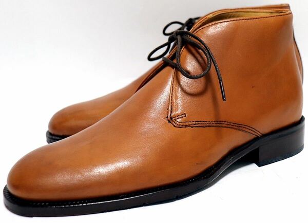 [良品] イタリア製　ROMEERU 40 25㎝　ビジネスシューズ　チャッカブーツ　高級靴　本革　レザー　フォーマル　紳士靴　メンズ　送料無料