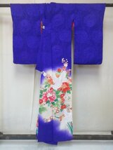 1円 中古 正絹 着物 訪問着 錦紗縮緬 紅絹 正月 アンティーク レトロ 鳩 鳥 平和の象徴 高級 袷 身丈141cm 裄64cm◆逸品◆【夢職】★★★★_画像3