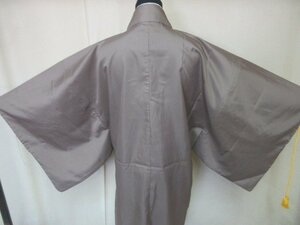 1円 良品 化繊 長羽織 紋なし 男性用 リメイク品 無地 茶色 高級 単衣 身丈98cm 裄71cm【夢職】★★★