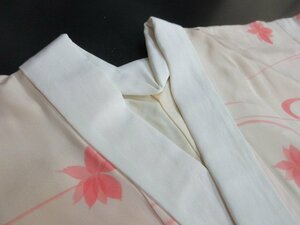 1円 良品 正絹 長襦袢 縮緬 女性用 暈し グラデーション 吹き寄せ 草花 可愛い おしゃれ 袷 身丈127cm 裄66cm【夢職】★★★