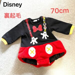 Disney ベビー服 ミニーちゃん 70cm ロンパース 裏起毛