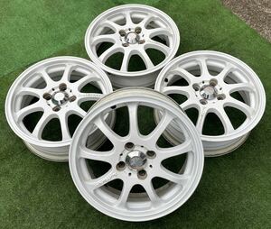 ☆LM SPORT レアマイスター 15インチ アルミ ホイール 15×5J+45 100/4H ハブ72ホワイト 4本★AN100