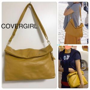 BONICA DOT [COVERGIRL] original leather 3way shoulder bag clutch back yellow mustard to coil clutch 14718