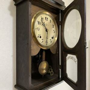精工舎 柱時計 動作品 6インチ 振り子時計 ゼンマイ式 SEIKOSHA アンティーク レトロ 検( ユンハンスの画像6