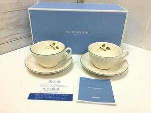 1118■未使用 WEDGWOOD ウェッジウッド フェスティビティ ラズベリー カップ＆ソーサー ペア 箱付 クイーンズウェアコレクション