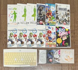 【1円〜】動作品Wiiソフト16本 Wiiキーボード まとめ売り マリオカート マリオ&ソニック ワリオ モンハンなど