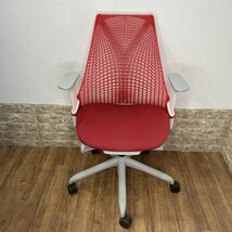 ハーマンミラー セイルチェア 2012年製 SAYL Chairs デザインチェア 中古オフィス家具 固定肘 レッド　c;_画像1