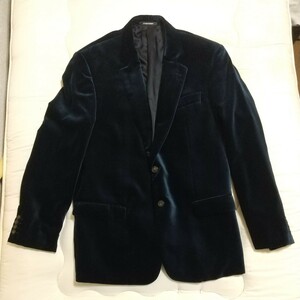 エンポリオ・アルマーニ EMPORIO ARMANI ベロア ベルベット ジャケット GLine 大きいサイズ 56size XXL 濃紺 美品