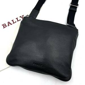 1円【未使用品・定価10万】入手困難品 バリー BALLY ショルダーバッグ サコッシュ 斜め掛け メンズ ロゴ レザー 本革 ブラック