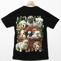 【送料無料/新品】半袖Tシャツ イヌ 子犬 パグ ポメラニアン チワワ シーズー 両面プリント 黒 メンズM レディースLサイズ 男女兼用■TB398_画像2