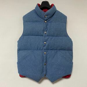 美品 アメリカ製 クレセントダウン ワークス デニム ダウンベスト M crescent down works NBNW denim vest スナップ ノースバイノース