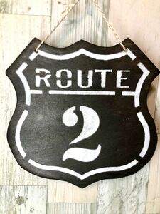 木工ハンドメイド雑貨　ROAD SIGN ROUTEプレート Hー16