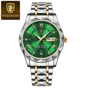【Gold Green】メンズ高品質腕時計 海外人気ブランド Podedagar 防水 カレンダー クォーツ式 モデル615
