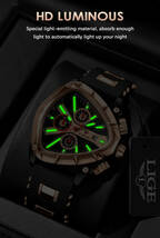 【Silver black】メンズ高品質腕時計 海外人気ブランド Lige トライアングル 三角 クロノグラフ 防水 クォーツ式 シリコンバンド_画像6