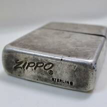 ♪1980年代 ZIPPO ジッポ STERLING SILVER スターリング シルバー プレーン 筆記体 左寄りロゴ ジャンク_画像3