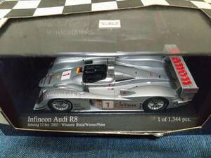 1/43 MINICHAMPS 2003年セブリング12時間レースウィナー　インフィネオンアウディR8#1 F・ビエラ、P・ピーター、M・ヴェルナー【外箱傷み】