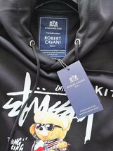 最上級※定価5万◆イタリア・ローマ発*ROBERT CAVANI※KITH designer・ROCKERSクマ*プルオーバー半袖*夏秋のパーカー/48/L・黒_画像8