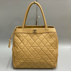 1円 極 美品 シール有 6番台 CHANEL シャネル マトラッセ ラムスキン ココマーク ハンドバッグ トートバッグ ベージュ 86205