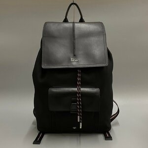 1円 極 美品 Dior HOMME ディオール オム MOTION レザー 本革 ナイロン リュックサック バックパック デイバッグ ブラック 黒 5ss002