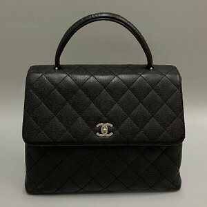 1円 極 美品 シール有 6番台 CHANEL シャネル マトラッセ キャビアスキン レザー 本革 ハンドバッグ ミニ トートバッグ ブラック 19434