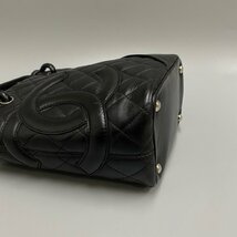 1円 美品 シール有 9番台 CHANEL シャネル カンボン スモール ココマーク マトラッセ レザー ミニ ハンドバッグ トートバッグ 黒 478-6_画像6