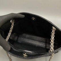 1円 極 美品 シール有 6番台 CHANEL シャネル キャビアスキン レザー 本革 ココマーク チェーン ハンドバッグ トートバッグ 黒 19955_画像9