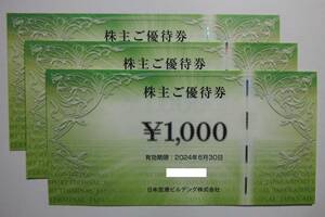 日本空港ビルデング 株主優待券　3000円分　羽田空港 成田空港 中部国際空港 他　有効期限2024年6月30日 【2700円即決】 送料無料