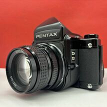 ◆ PENTAX 6×7 ペンタプリズムファインダー smc PENTAX 67 F2.4 105mm レンズ 中判フィルムカメラ シャッターOK ペンタックス _画像2